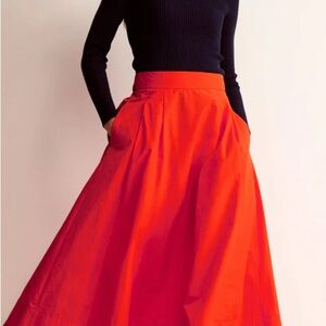 Boden Red Taffeta A-Line Skirt with Pockets
